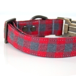 【冬の新作】Buffalo Plaid 首輪　中型犬　Mサイズ　アンティークゴールド