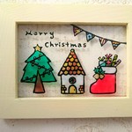送料無料☆ステンドグラス風♪クリスマス・ブーツ・ガーランド・ガラス絵♪他サイトにてsoldout！