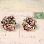 布花　花びらピアス（ピンク×エクル×グリーン）
