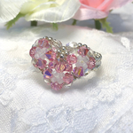 《再販》ハートリング〜Sweet Pink〜【スワロフスキービーズのリング、ビーズアクセサリー】