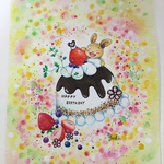 A4サイズ イラスト「うさぎのケーキ」