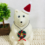 【再販】しろくま貯金箱  Xマスリースとサンタ帽