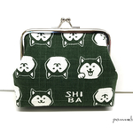 [再販] THE柴犬のがま口ポーチ(Green)