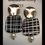 チェック×プレートピアス