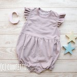【80】フレンチコーデュロイの肩フリルロンパース*あずきクリーム