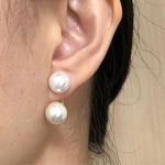 ピアスのように見える 10mm パール＆パール バックキャッチ付きマグネットピアス  