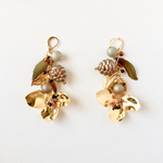 autumn _ woods ゴールド フラワー リーフ 松ぼっくり 金属アレルギー対応