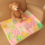* ラプセニ *　四角つなぎのパッチワーク　シープボア　ミニブランケット　ピンクス　pinks　６５cm×５５cm