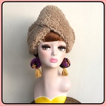 グレージュ プードルファー ヘアターバン スヌード ファー帽子 ヘアバンド もこもこ ふわもこ 秋冬小物