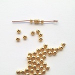 【3×2mm  50個ライン入り】アクリル　スペーサービーズ　ゴールド　ライン入り