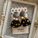 ドット柄リボンタッセル✱秋冬ピアス