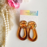 【再販】金木犀ボタニカル＆べっ甲しずくイヤリング／ピアス