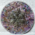 オルゴナイト コースター　透かし細工の花(シルバー)