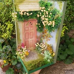 ドアのある風景  扉赤 🌿🌺🌻😆💓  ミニチュア花園💕 森 ガーデン❤💗🌷🌼🌿🍀  ミニチュア  ドールハウス  ガーデン  ガーデニング     