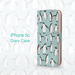 かわいいペンギンいっぱい！ iPhone5c対応 手帳型アイフォンケース