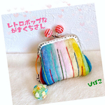 レトロポップながま口羊毛財布