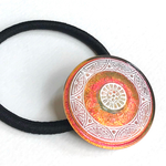 ★再販★天井模様✴︎夕焼け色／チェコガラスボタンのヘアゴム36mm