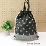 お着替え袋（体操着袋）～スター柄×ヒッコリープリント～