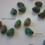 aqua blue*picasso キャンディ チェコビーズ 30個