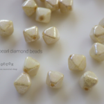 pearl white*silver  6mm ◇菱形 チェコビーズ 30個