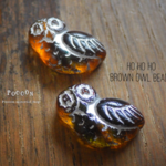 blown*silver  owls * フクロウ チェコビーズ 4個