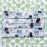 プリーツマスクM かわいい猫いっぱい ノーズフィッター入り カラフルゴム 43