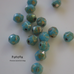 4mm  turquoise*picasso イングリッシュカット チェコビーズ 30個