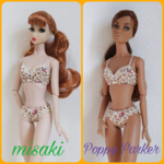 No.405  misaki・ポピーパーカーサイズランジェリー〈ブラジャー・ショーツセット（ベージュ花柄）〉   