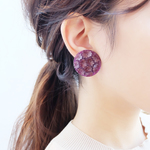 【TIME SALE】【 Amelie-101-PR 】ドイツヴィンテージ花柄カットカボションイヤリング・ピアス・樹脂ピアス