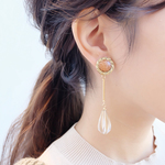 【ラスト1・再販不可】フランスヴィンテージボタンロングイヤリング・ピアス