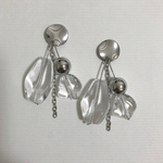シルバーメタルクリアチェーンピアス