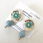  2wayピアス＊ビーズ刺繍＊ライトベージュ 