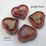 purple pink *silver picaso* heart テーブルカット チェコビーズ 5個