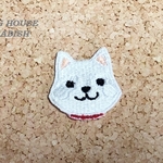 お顔 ワッペン 柴犬 【白柴】 刺繍   犬 アップリケ 犬