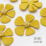 4個 ＊ フラワーチャーム Mat mustard yellow