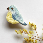 青い小鳥 動物刺繍ブローチ