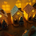 クリスマスLEDキャンドル ハウス 薄緑屋根