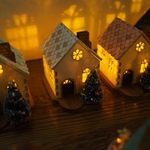 クリスマスLEDキャンドル ハウス 薄ピンク屋根