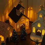 クリスマスLEDキャンドル チャーチ 濃グレー屋根