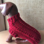 ボルドー手編み縄編み犬のセーター