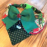 中型犬・犬のバンダナ　約37～40　cocoちゃんバンダナチョーカーNEO　クリスマス・グリーン・スノーマン・パッチワーク風