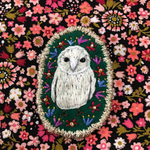 フクロウさんの刺繍ブローチ♪D