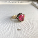 vintageガラスリング ダークローズ 金古美