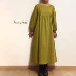 cotton胸元切り替えワンピース (dark mustard)