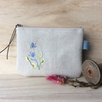 刺繍フラットポーチS｜bleu et jaune｜