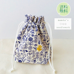 手刺繍が楽しい☆北欧のお花コップ袋