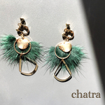 新作♡greenfur＆metal＊earring