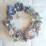 クリスマスリース（24cm）＊ペールPINKベルのクリスマス＊フラワーリース 