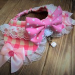 犬・猫の首輪　約32～35　cocoちゃんリボンチョーカー　姫・チェック・ピンク・フリフリ　