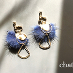 新作♡navyfur＆metal＊earring